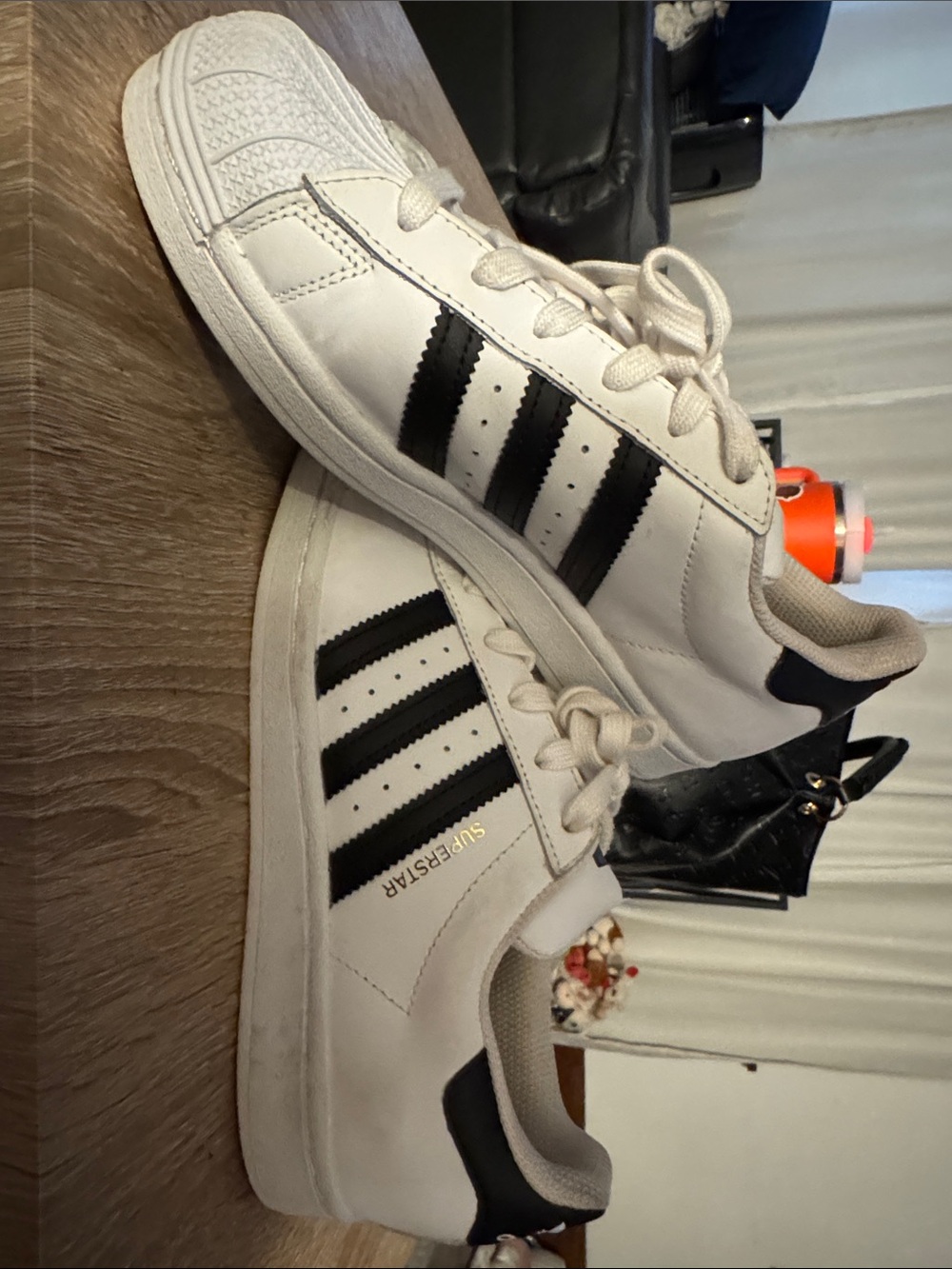 adidas White Leather Sneakers with Black Stripes